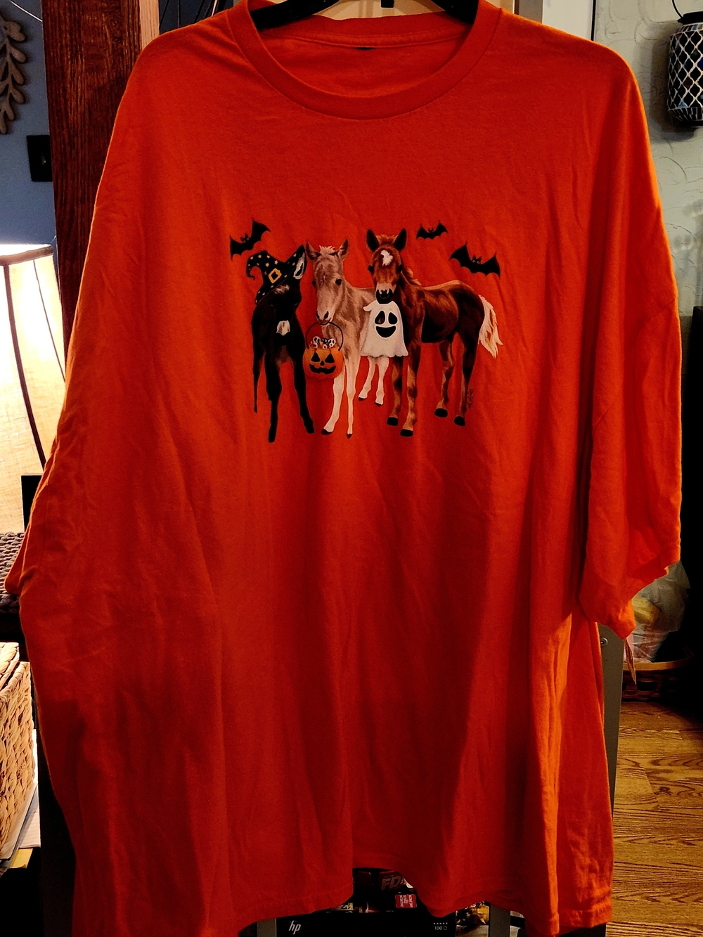 Source Unknown Orange Halloween Horse Graphic Tee